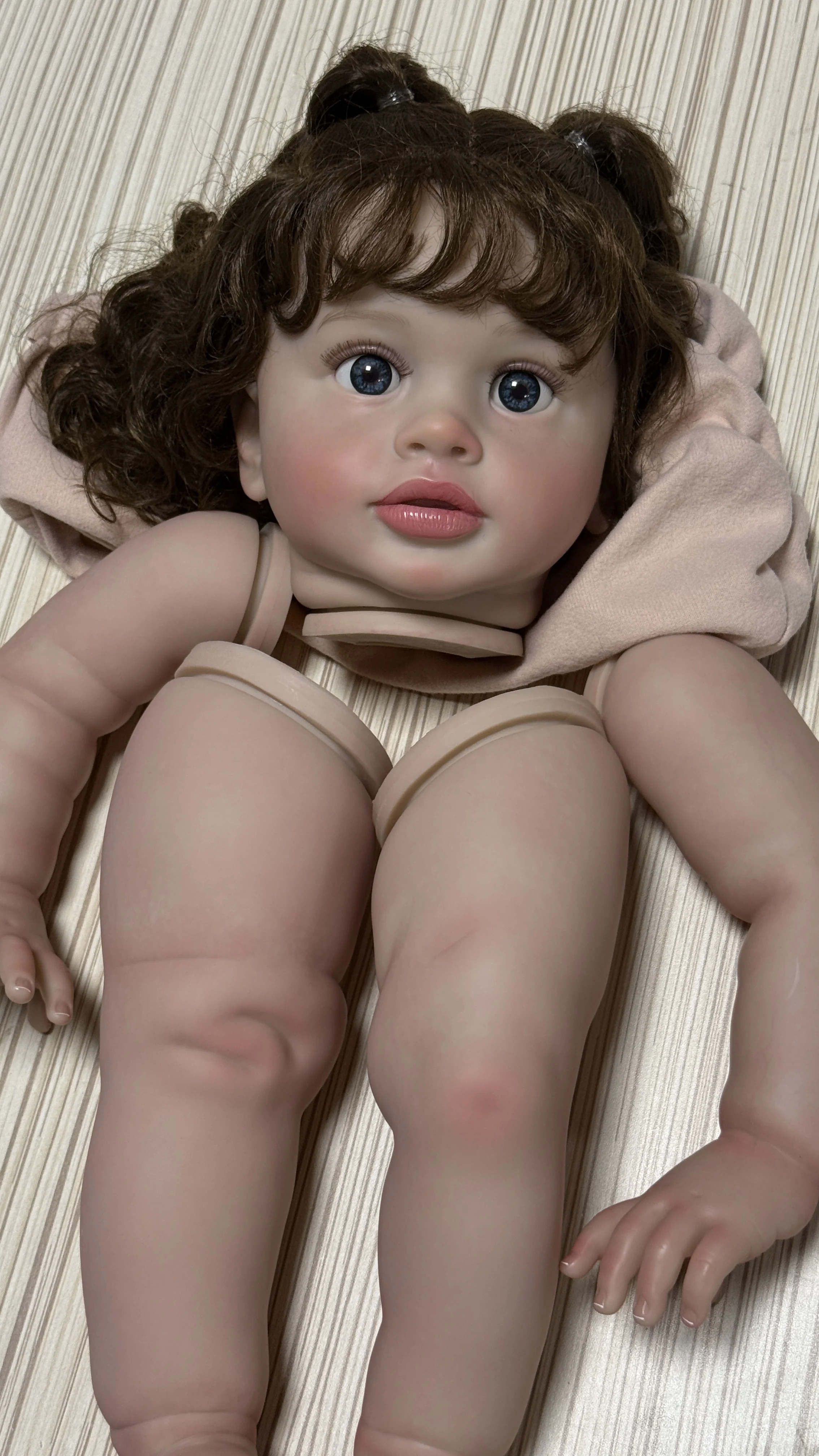 26Inch Reborn Pippa Unfinished Doll Parts Huge Size Lifelike Baby Toddler Doll with Cloth Body and Eyes DIY Kits
