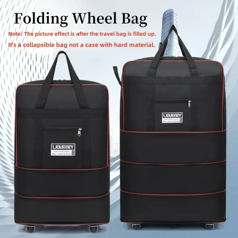 Expandable Large Capacity Rolling Travel Bag,Foldable Luggage with Anti-Static Wheel,Durable Polyester,Perfect for Business Trip