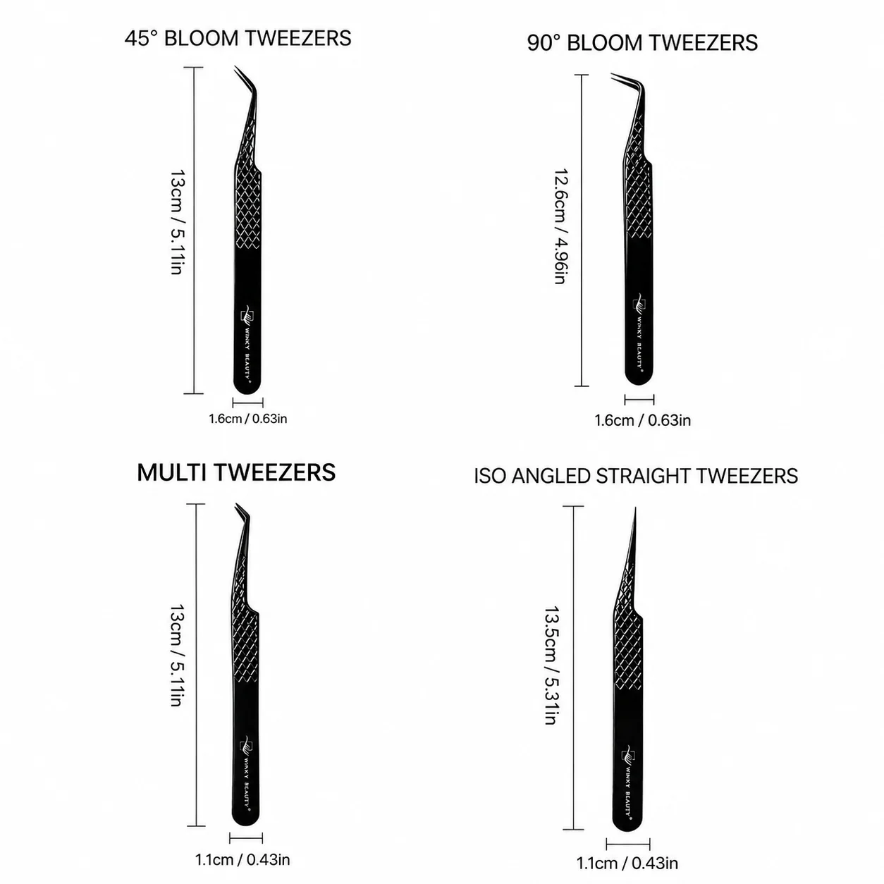 Winky Beauty Black Volume Stainless Steel Tweezers Curved Tips Professional Tweezer For Eyelash Extensions Accuracy Tool Makeup