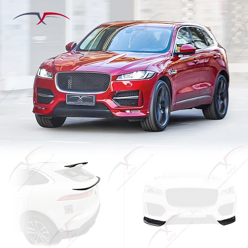 FPACE 2016-2020 Carbon Fiber Front Bumper with Front Corner Guard Rear Spoiler Carbon Exterior Modification Decoration for Car