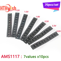 70PCS AMS1117 ADJ Voltage Regulator Power Supply Chip IC Asm1117 Step-down Chip 1.2V, 1.8V,1.5V,2.5V,3.3V,5.0V,ADJ, Sot-223