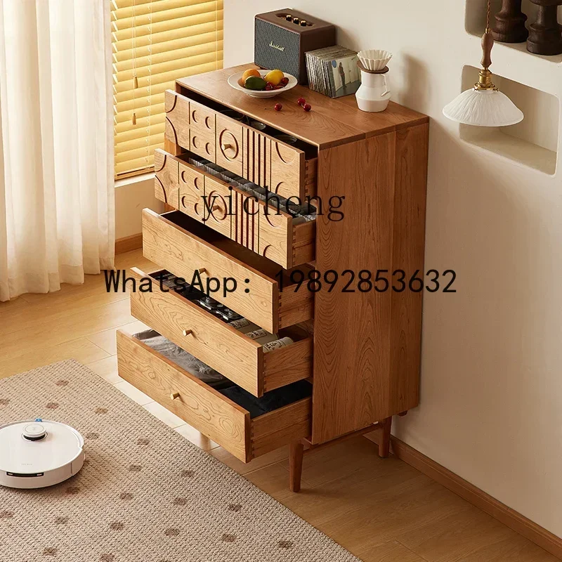 

W7- chest of drawers retro solid wood carving flower antique bedroom storage cabinet living room locker