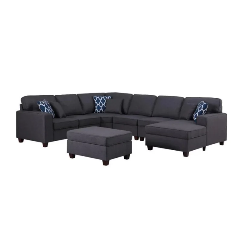 

7-местный U-образный диван, оптовая продажа, сборка, разборка, угловая мебель для гостиной, сегментированная комбинация ткани