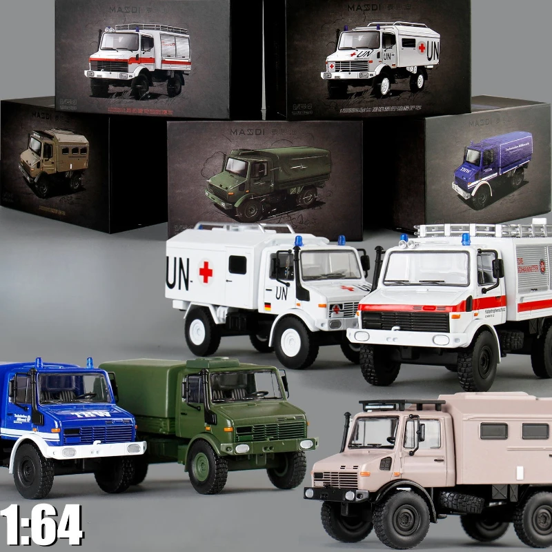 

Simulation 1:64 Unimog U1300L Off-road Camper Rescue Truck Model with Box Collection Hobby Boyfriend Gift Diecsat Miniature