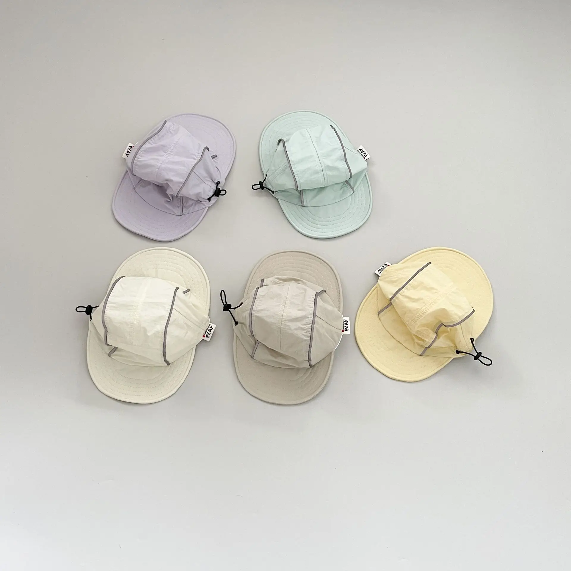 Korean Version Fashion Double Brim Neck Guard Baby Visor Hat Summer Quick-drying Thin Color-block Children's Cap Bucket Hat