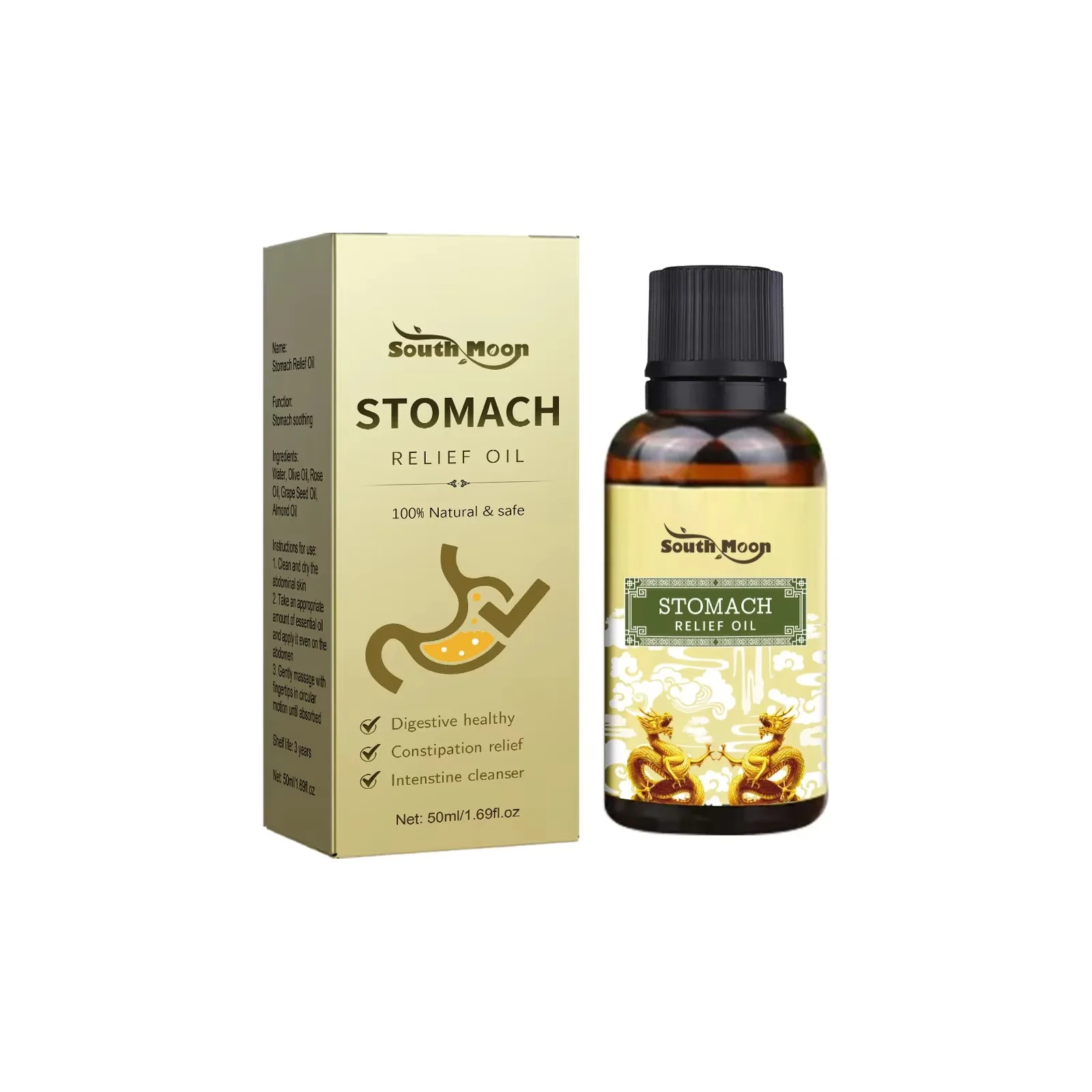 Tuhopeta Stomach Relief Oil Relieve Indigestion Stomachache Bloating Treat Gastritis Improve Bad Breath Herbal Detoxification