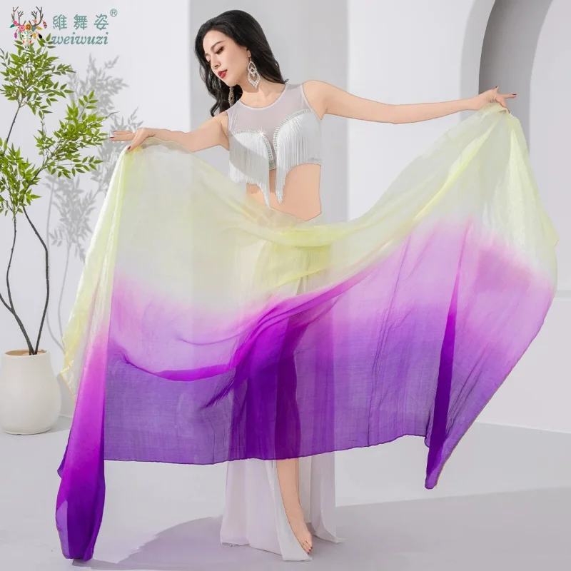 Professional Belly Dance Silk Gradient Color Scarf Size 260cm * 114cm Dancer Lightweight Soft Competition Performance Veils