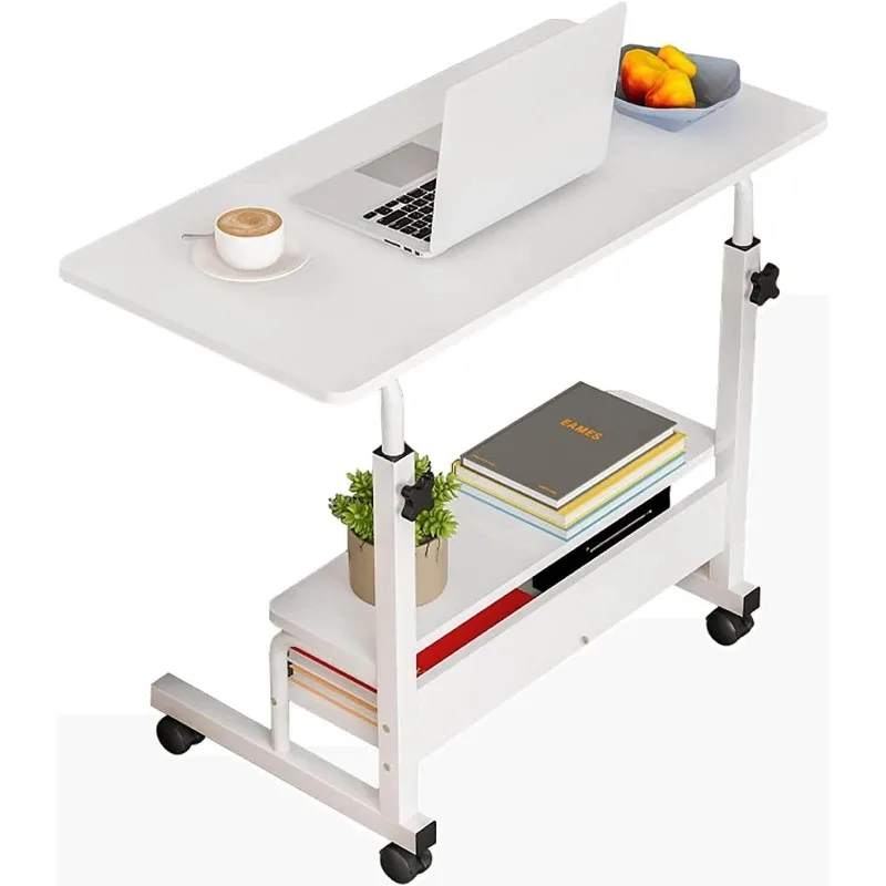 Adjustable Height Mobile Computer Desk for Small Space Rolling Writing with Wheels Corner Home Office Study Portable Bedrooms