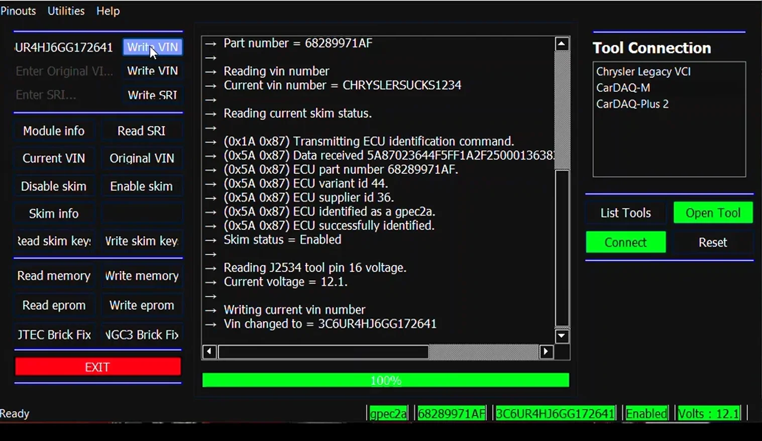 AEMT MAXX VIN Editor PCMs Edit VIN/SRI/Skim Security Chrysler Dodge and Jeep The Ultimate Chrysler ECU Benchtop Utility