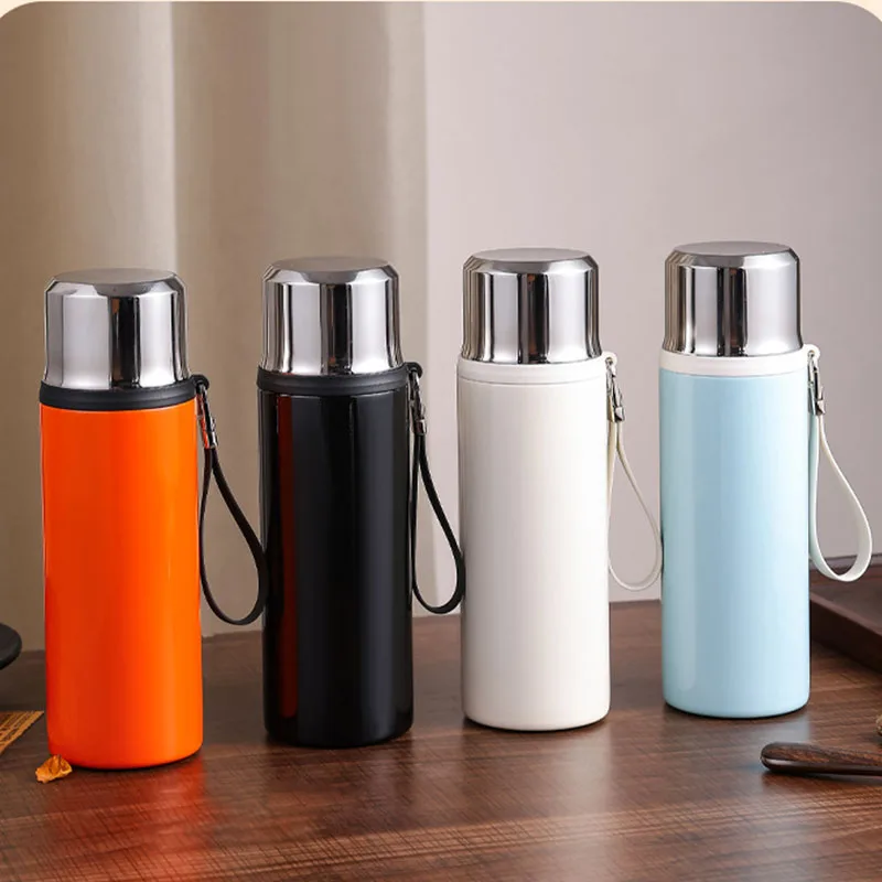 

500ml Stainless Steel Thermal Water Bottle With Handle,Double-layer Vacuum Flasks,Outdoor Drinking Ware,Portable Thermos Cup