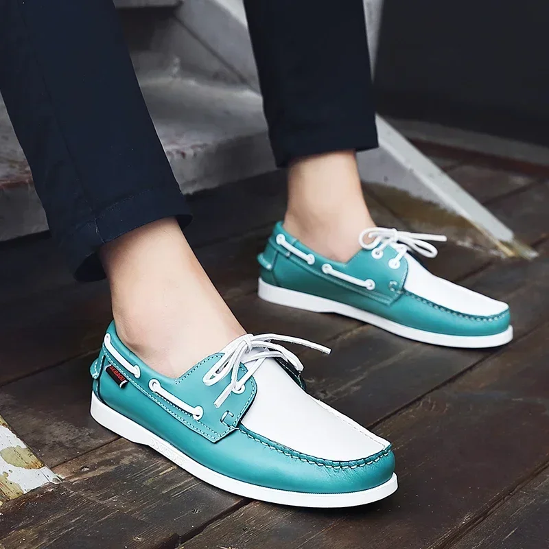 2024 New Leather Fashion Shoes Classic Men Men Casual Shoes Lace-Up Flat Designer Flats Luxury Men's Boat Shoes Gentle Man Shoe