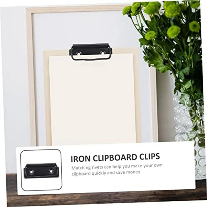 15 PCS Stationery Plate Holder Stainless Steel Clips Office Folders Black Mountable Clipboards Clips File
