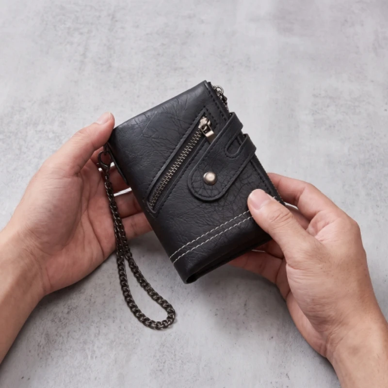 Leichte und minimalistische Herren-Geldbörse mit Kette, abnehmbare Diebstahlschutz-Geldbörse mit Kette, tragbarer Kreditkartenhalter mit mehreren Kartenfächern – Detail 2