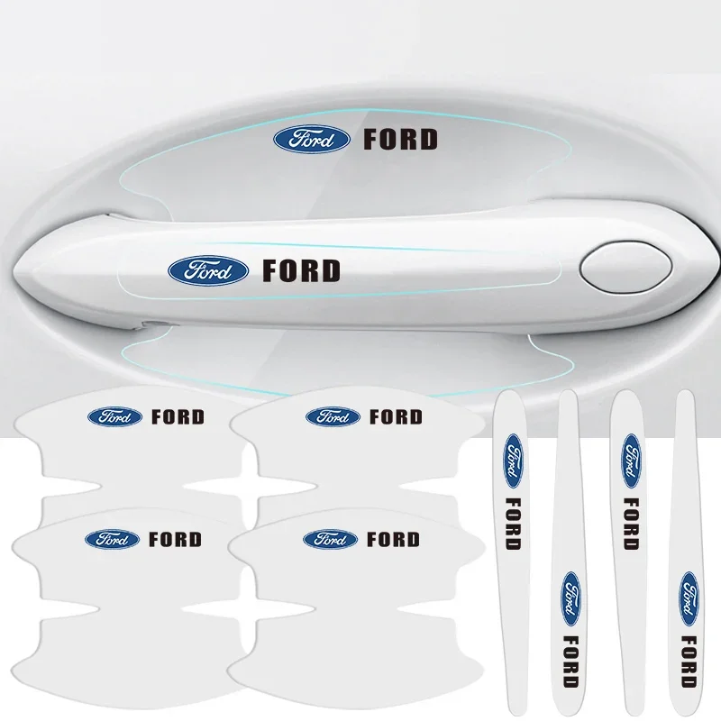 

8pcs Car Door Handle Stickers Transparent Protector Film For Ford Focus Fiesta Puma Ranger Kuga MK7 MAX F150 Mondeo Escape