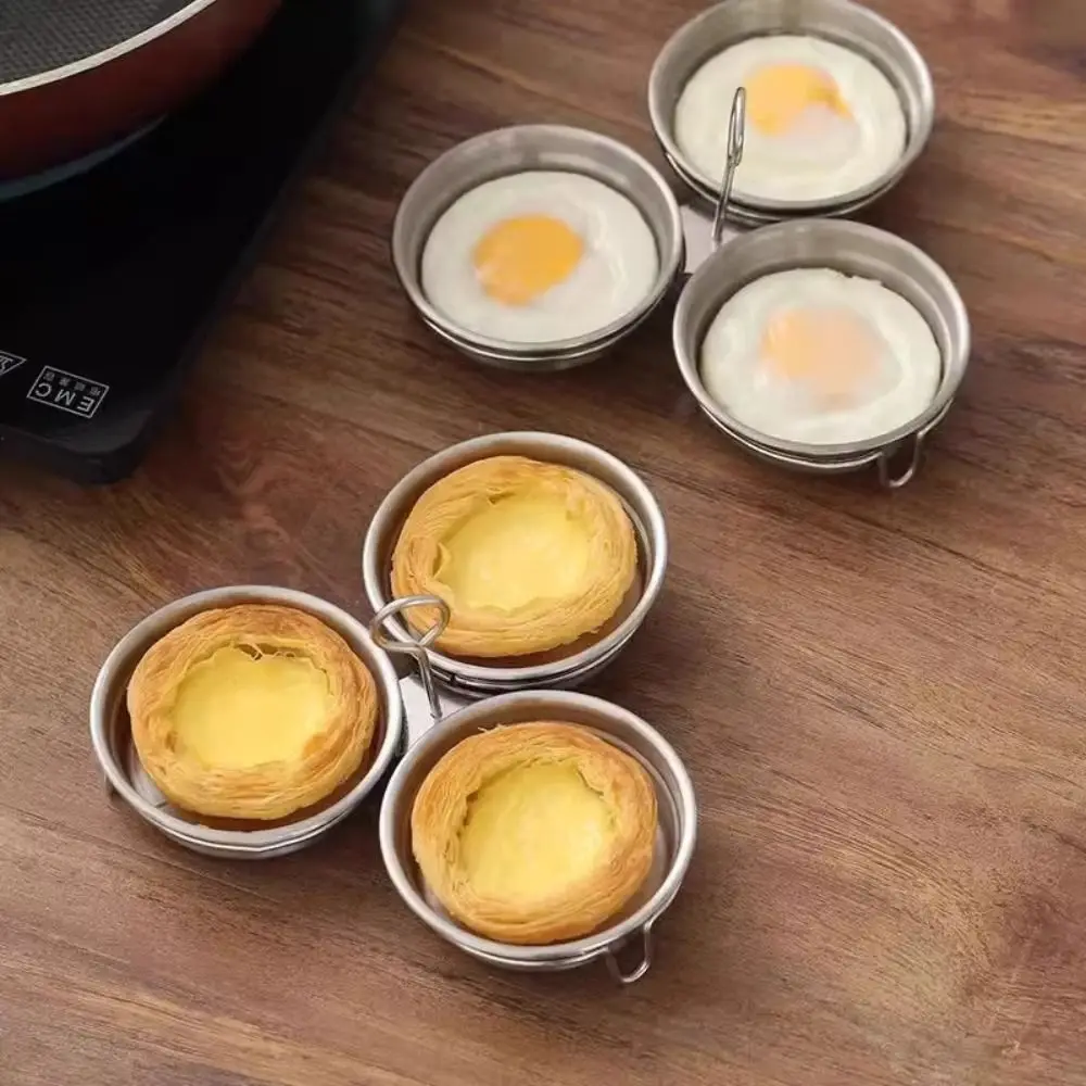 Panela de ovos de aço inoxidável durável, formato de coração, 3 em 1, molde de omelete, vaporizador de ovos, ferramenta de cozinha