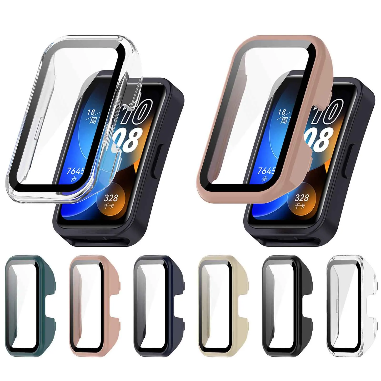 Hard Edge Shell Protetor De Tela De Vidro, Full Frame Case para Huawei Band 9, 8, 7, 6 Pro, Pulseira Inteligente, Bumper Cover Acessórios