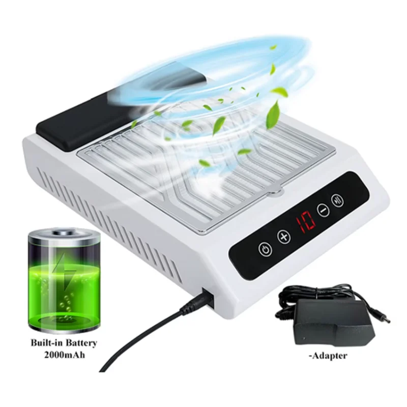 ASWUT-Nail Dust Collector Adjustable Speed 100W High-Power-Rechargeable With Filter EU EU Plug