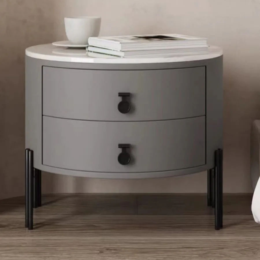 

Modern simple solid wood bedside table round light luxury bedroom rock slab bedside table bedside table hotel living room storag
