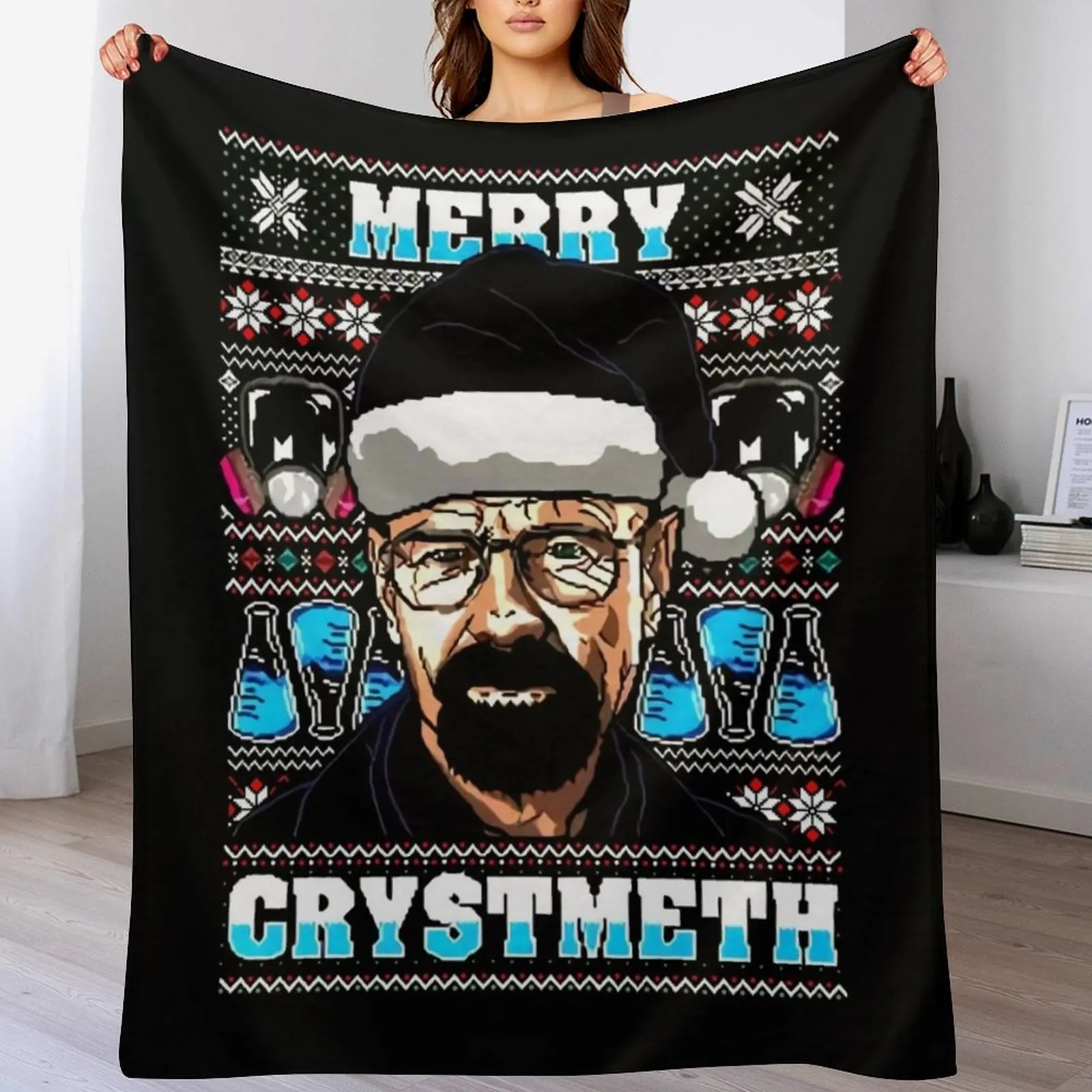 

Breaking Bad Christmas Ugly Throw Blanket Nap Retros Flannel Blankets