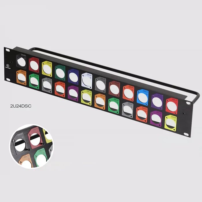 Colorful Rack 19" 8 Way XLR Faceplate 1U 8 12 16 24 Port XLR Patch Panel Universal 8 Port Patch Panel view 4