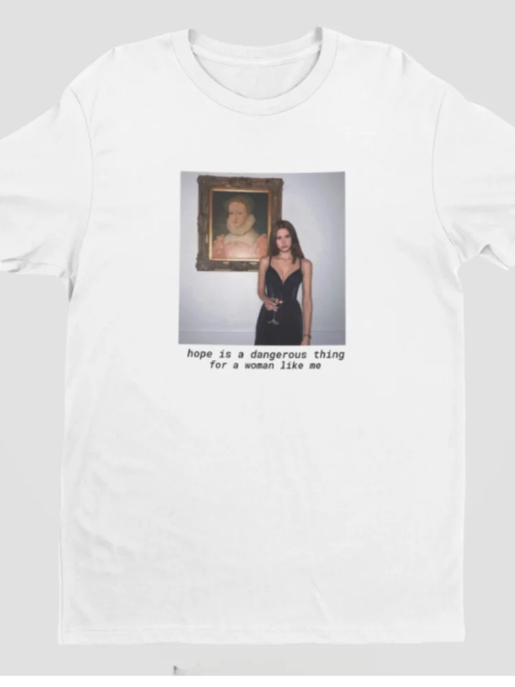 لانا ديل ري-تي شيرت بياقة مستديرة للرجال والنساء ، قطن ، تي شيرت ترفيهي جديد ، ملابس قصيرة الأكمام ، فكرة ، فكرة ، فكرة ، أو