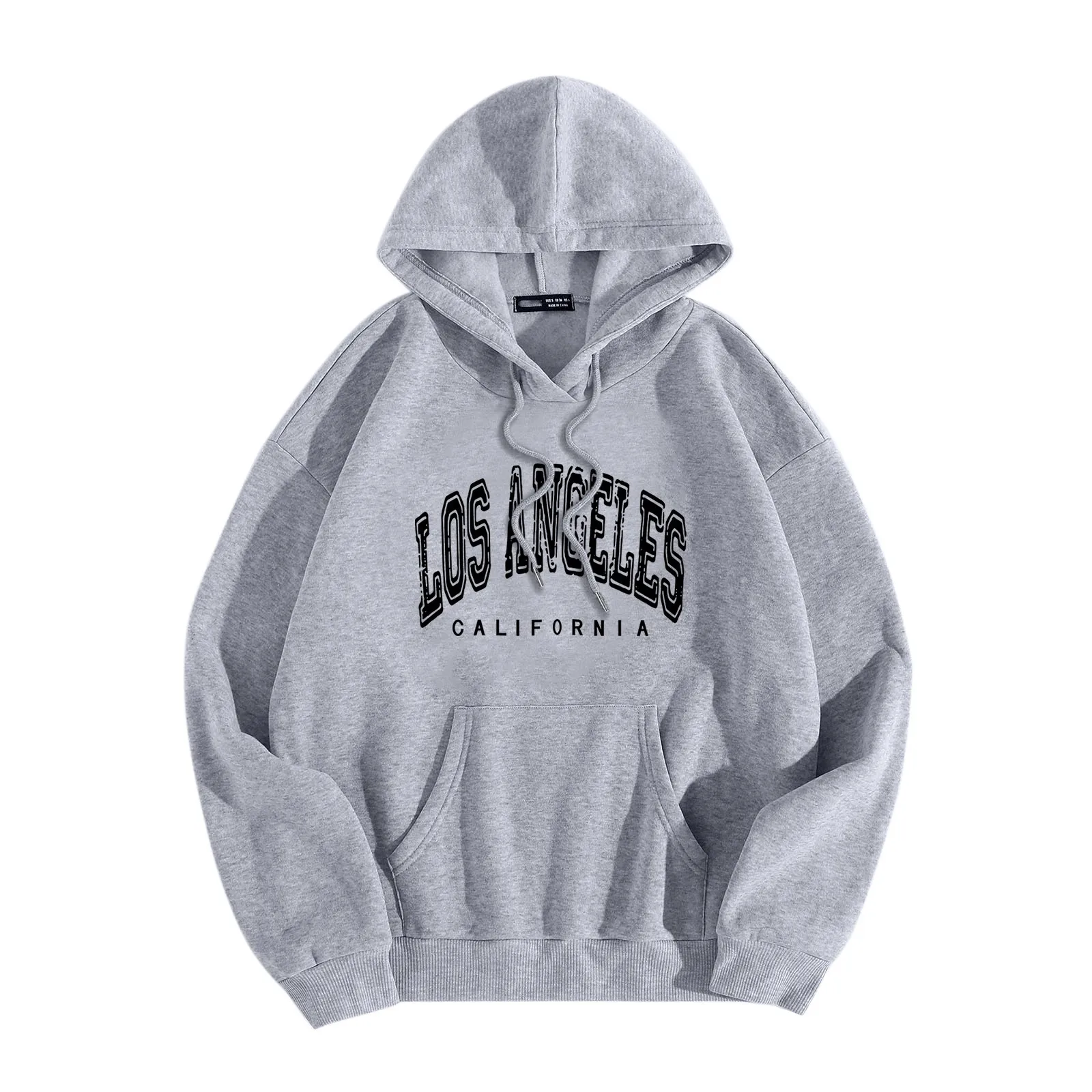 Women Los Angeles Letter Graphic Hooded Print Round Neck Long Sleeve Sweatshirt Tops Women Sweatshirts Fashion Hoodies Oversized