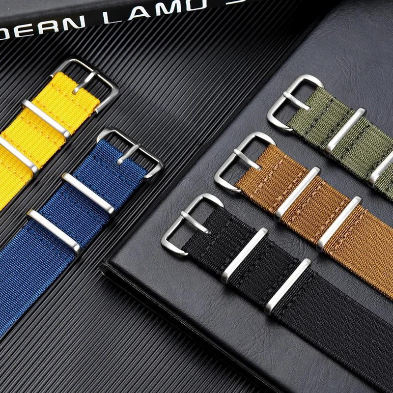 New Ribbed Nylon Watch Strap 18mm 20mm 22mm Nylon Watch Straps Watchband Accessories for Military Watch Band Bracelets