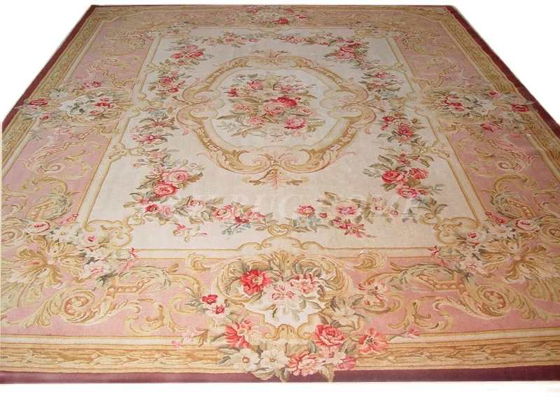 Free shipping 10'x14' Aubusson Design renaissance Carpet hand knotted wool Savonnerie rug for home decoration