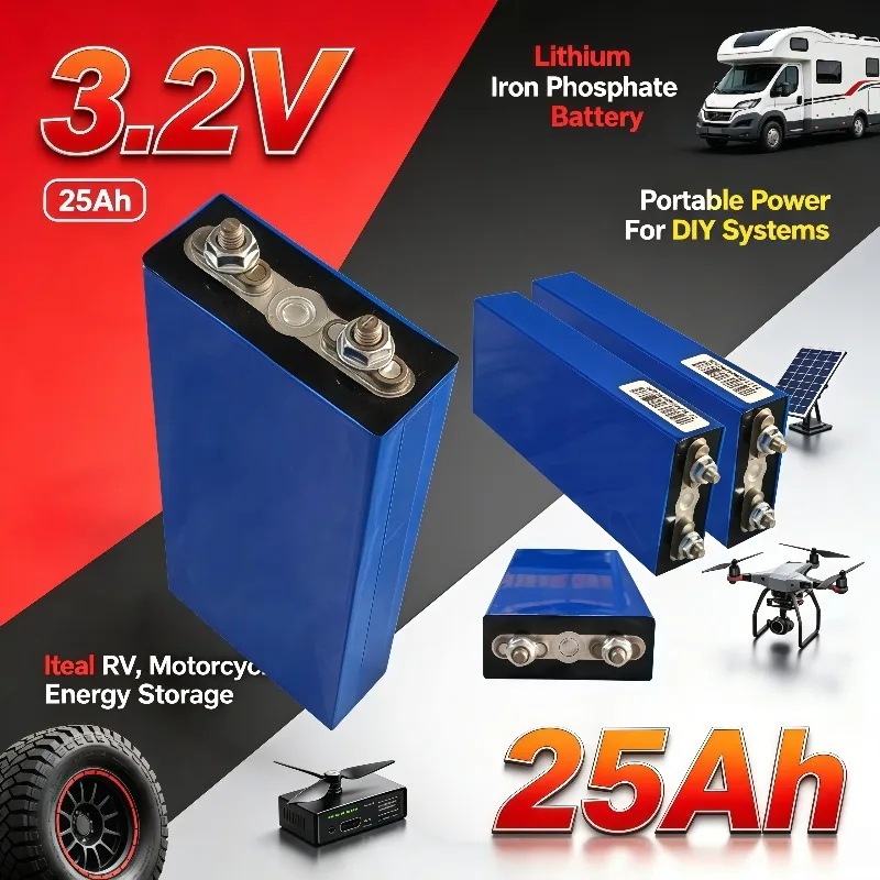 Deep Cycle 3.2V 25Ah Lithium Iron Phosphate Cell For DIY 12V 24V 36V 48V Solar Outdoor EV Boat Power Projects