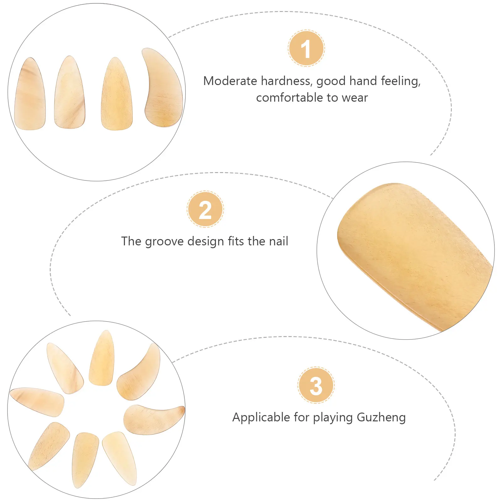 

8Pcs Guzheng Finger Picks Durable Smooth Protective Nail Covers Lightweight Portable Guzheng Accessories Practice Fake Nails