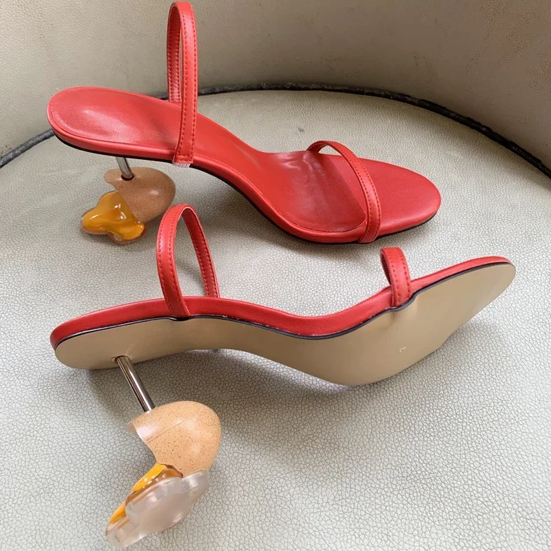 صنادل صيفية Strappy بكعب عالٍ مفتوح من الأمام وكعب غريب على شكل بيضة مصمم أحذية عصرية البغال شباشب مقاس كبير Schuhe Damen