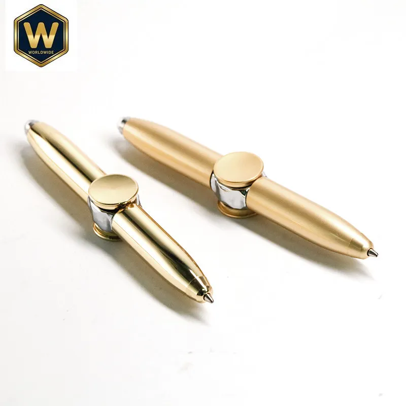 For New Style LED Light Fingertip Gyro Pen, Glowing Colorful Rotating Metal Stress Relief Pen for Adults & Students, Toy Pen
