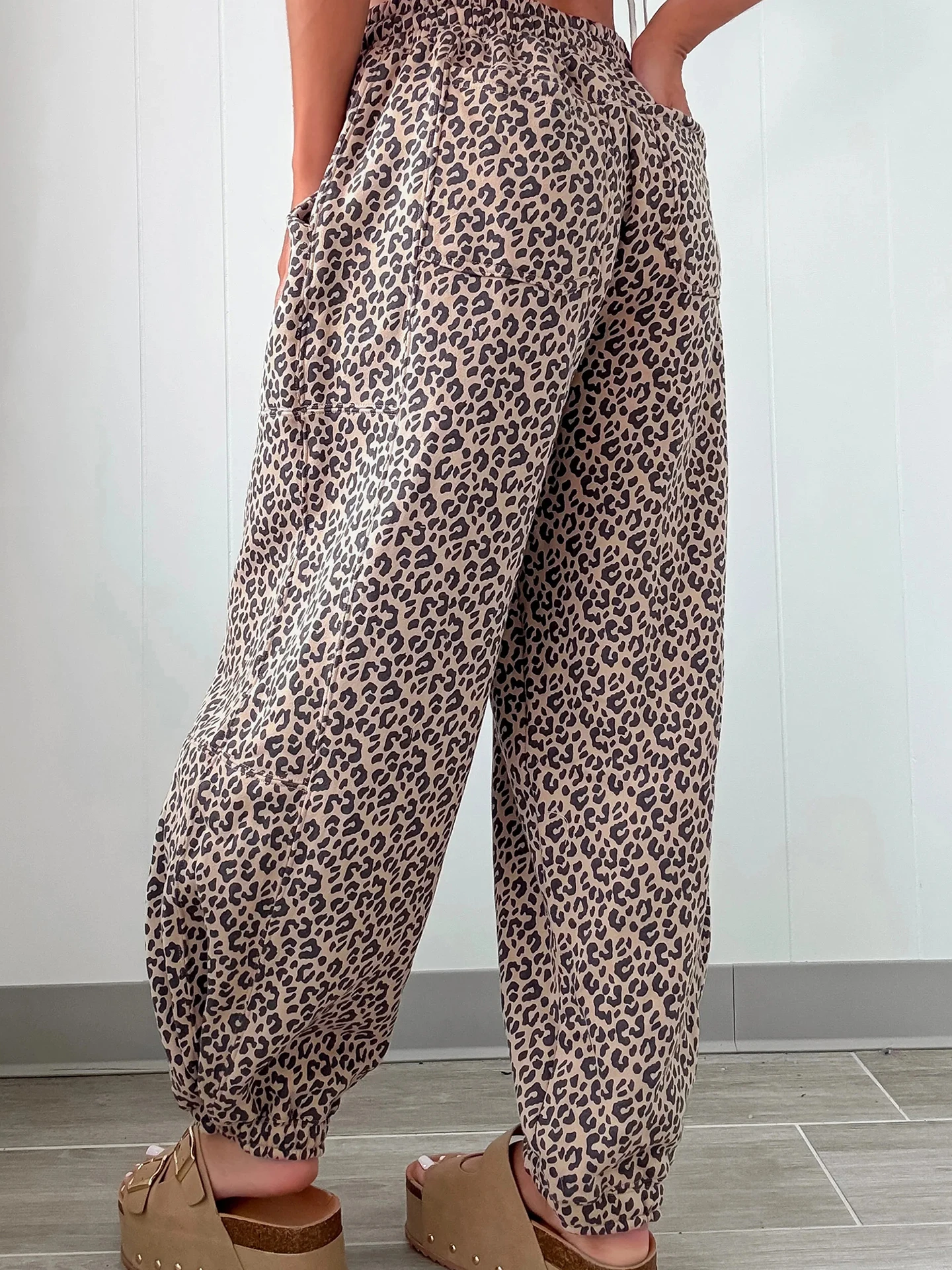 DearLover Leopard Print Loose Casual Pants Women High Waist Cuffed Autumn New Style Slimming Belted Ladies Fashion Polyester