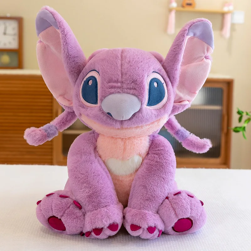 30/45/60/80cm Disney Cartoon Kawaii Lilo & Stitch Pink Angel Plush Toys Sleeping Pillow Birthday Gifts For Children Friends