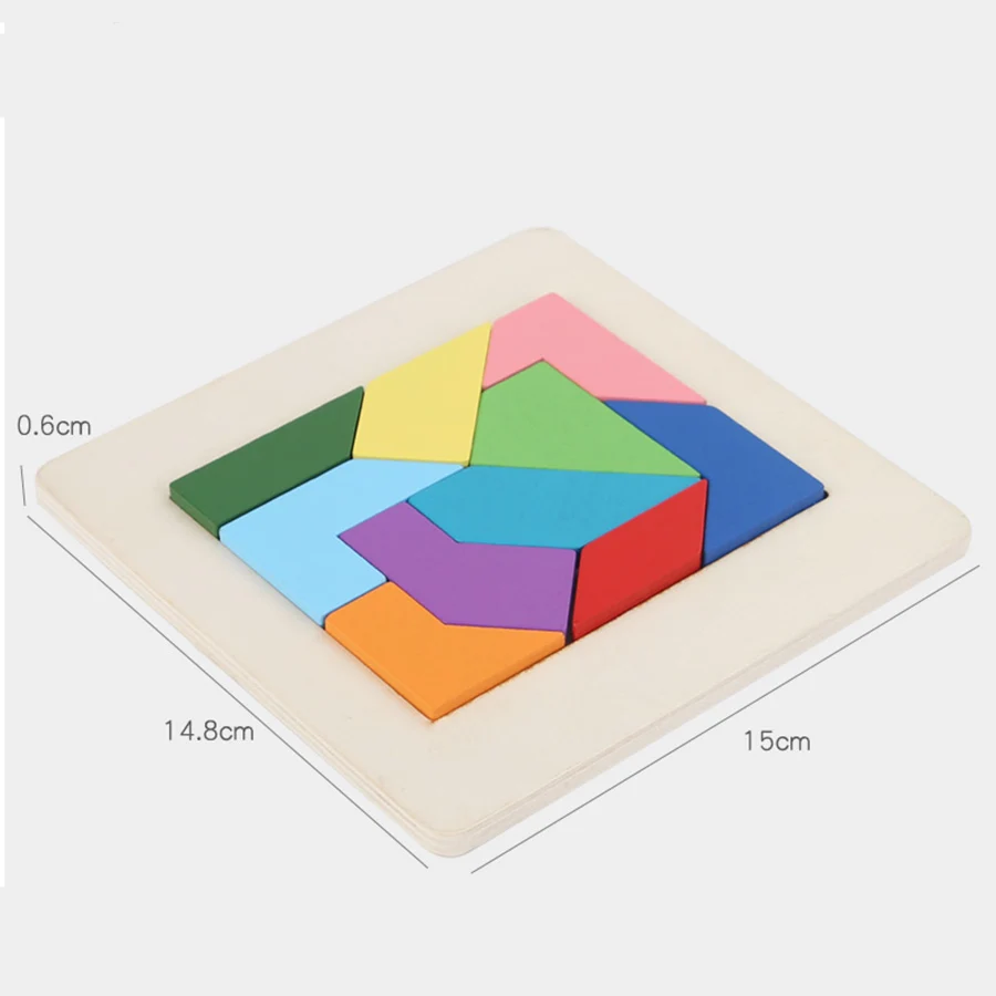 Montessori Wooden Toys 3D Double-Sided Jigsaw Puzzle Tangram Intellectual creative puzzle Shape Match Puzzle Educational Toys