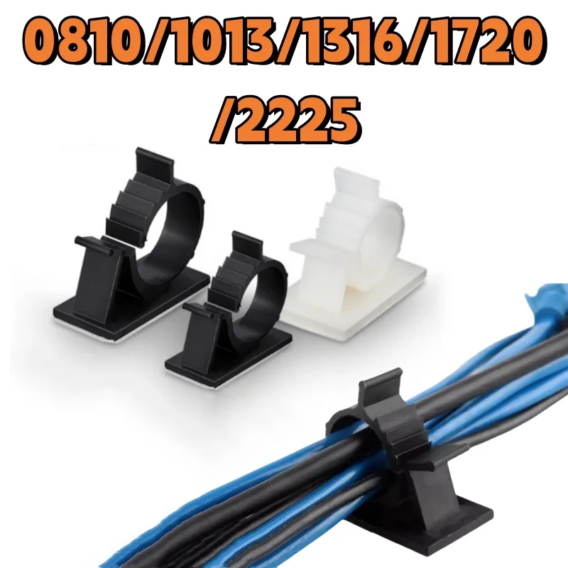 10pcs Cable Clamp Black White Self Adhesive Power Cord Management Wire Holder Car Cord Clip for Car PC TV Charging Wire Winder