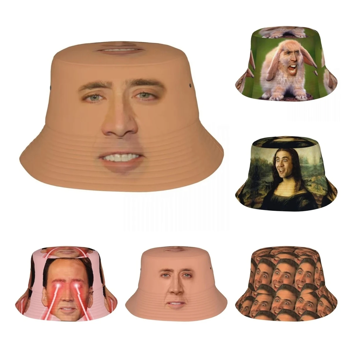 الرجال النساء دلو القبعات نيكولاس كيج كامل الوجه السفر أغطية الرأس خفيفة الوزن الرياضة في الهواء الطلق الصيد قبعات Boonie قبعة هدية عيد ميلاد