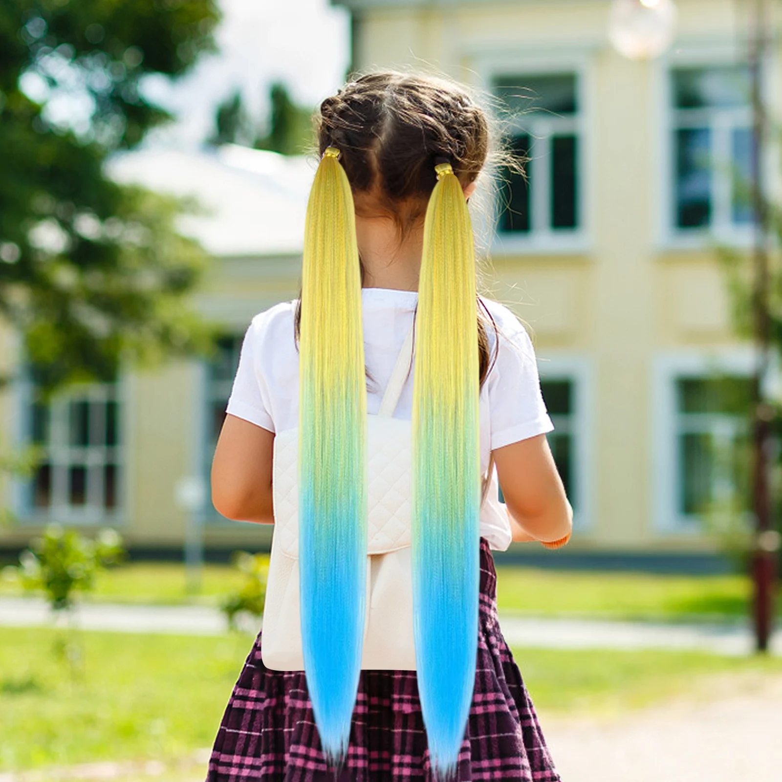 

Girl Colorful Role Play Ponytail For Festival Party Female Long Straight Fashion Braided Ponytail Women Vividly Hair Accessory