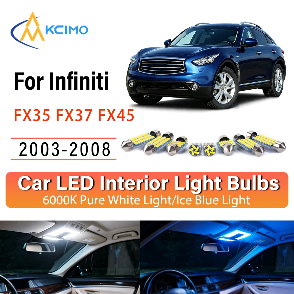 Premium Cozy LED Interior Lights For Infiniti	FX35 FX37 FX45 FX50 FX30d 2003-2008, Quick Setup Blue Light, White Light Kit
