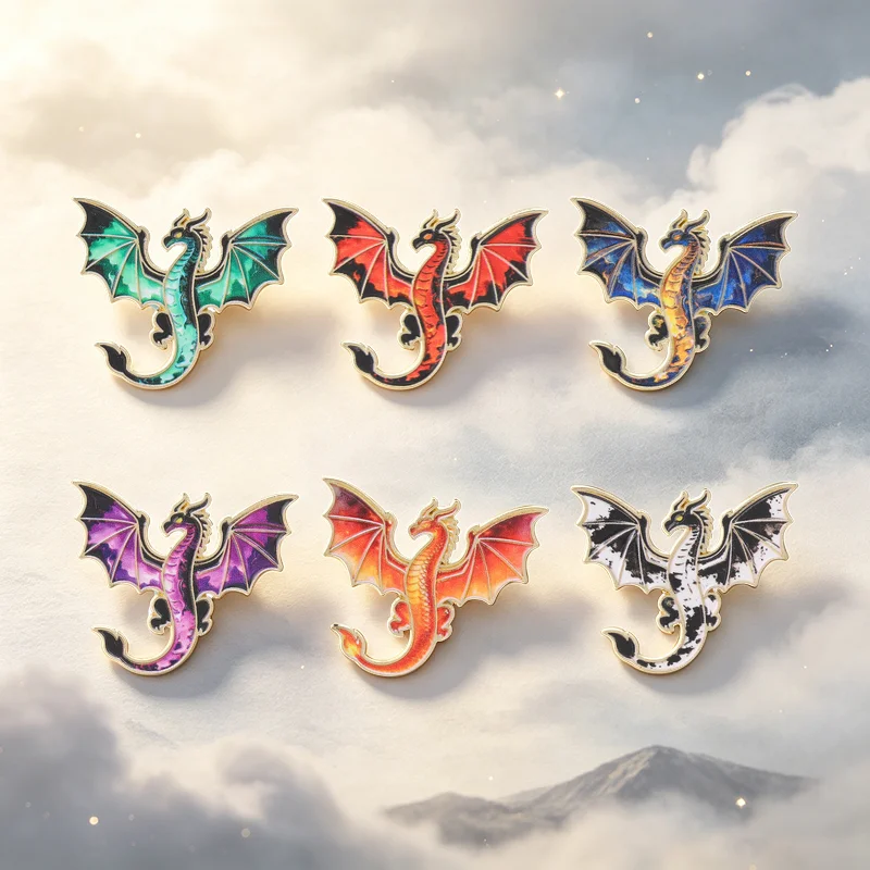 Floral Badges Dragon Peacock UV Printing Pin Hydrangea Peony Rose Daisy Lily of the Valley Iris Brooch Nature Accessories