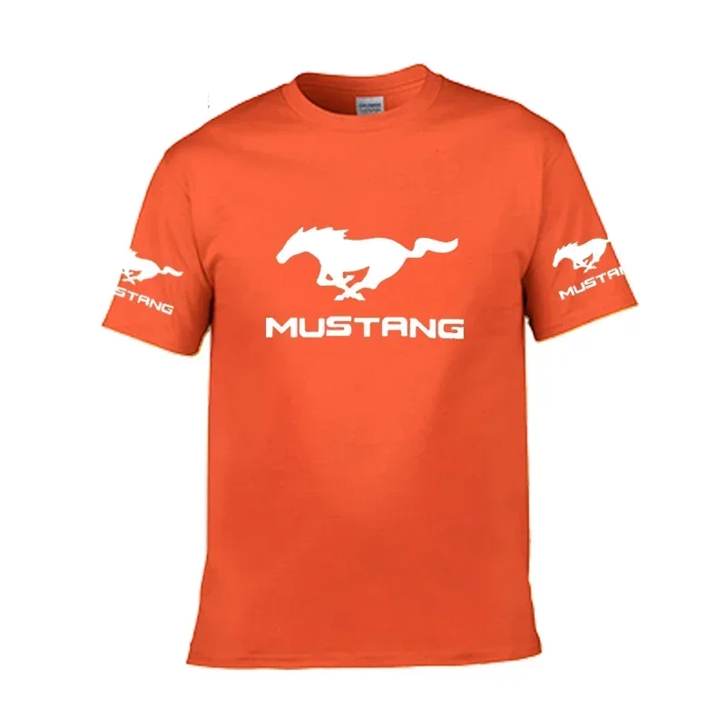 Mens T-Shirt Ford Mustang Logo Print Cotton Casual Summer Short Sleeve Man Fashion Harajuku High Quality Unisex TShirt Euro Size