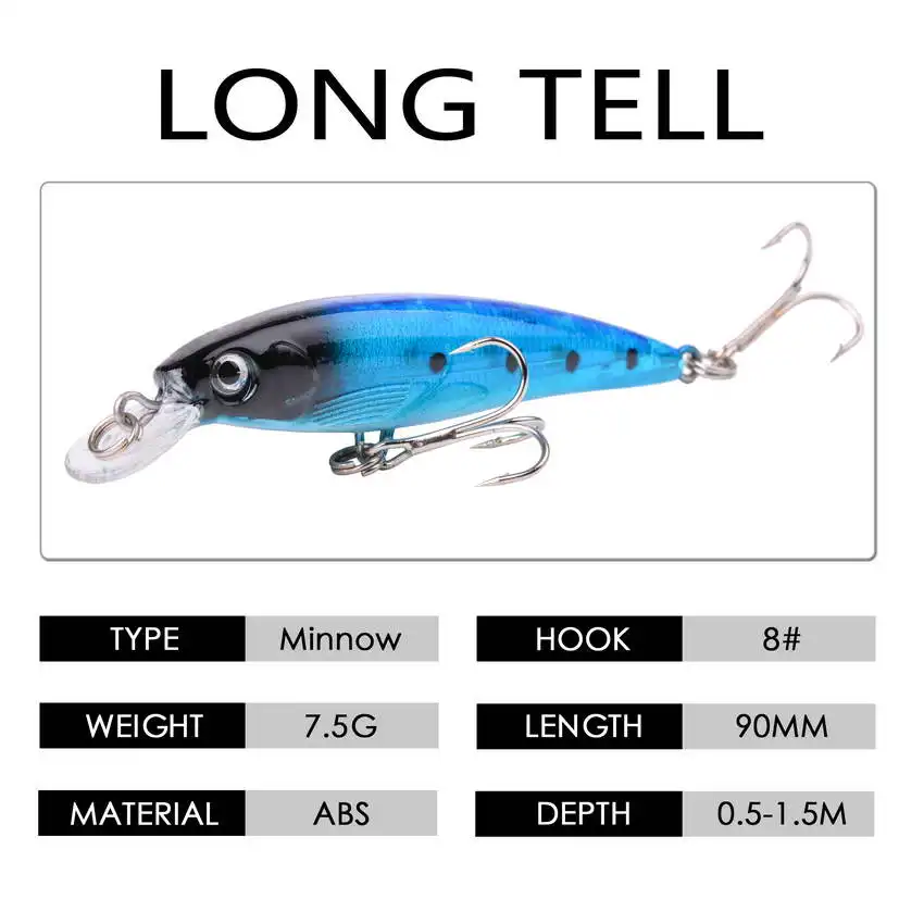 1pc Laser Minnow Fishing Lure 9CM 7.5G Pesca Hooks Fish Wobbler Tackle Crankbait Artificial Japan Hard Bait Swimbait