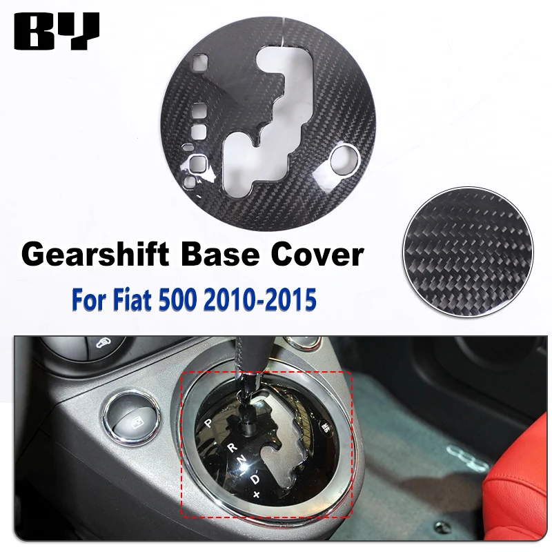 For Fiat 500 2010-2015 Real Carbon Fiber Car Central Control Shift Base Gear Cover Trim Sticker Interior Car Accessories