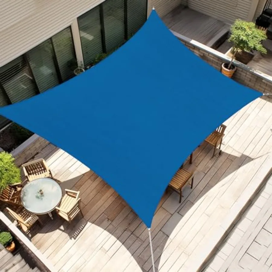 

Sun Shade Sail 10'X18' Rectangle Blue UV Block Breathable Polyester Canopy for Outdoor Activities