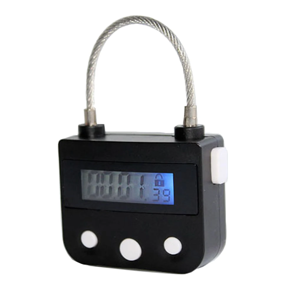 Metal Timer Lock USB LCD Display Metal Electronic Rechargeable Timer Multi-Function Padlock Black