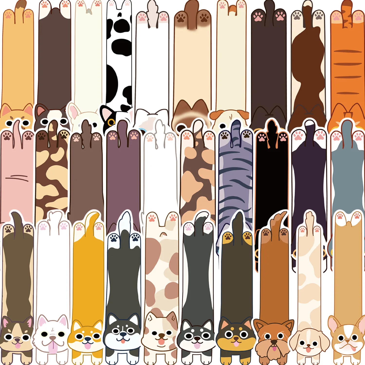 

30Pcs Cartoon Cat and Dog Series Simple Handheld Art Creative Material Ins Reading Paper Bookmark DIY