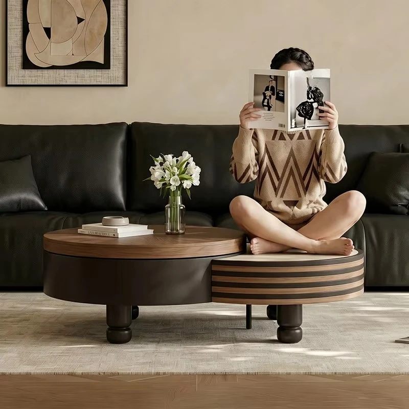 Modern round designer coffee table set, popular living room furniture, coffee table with storage function, center table