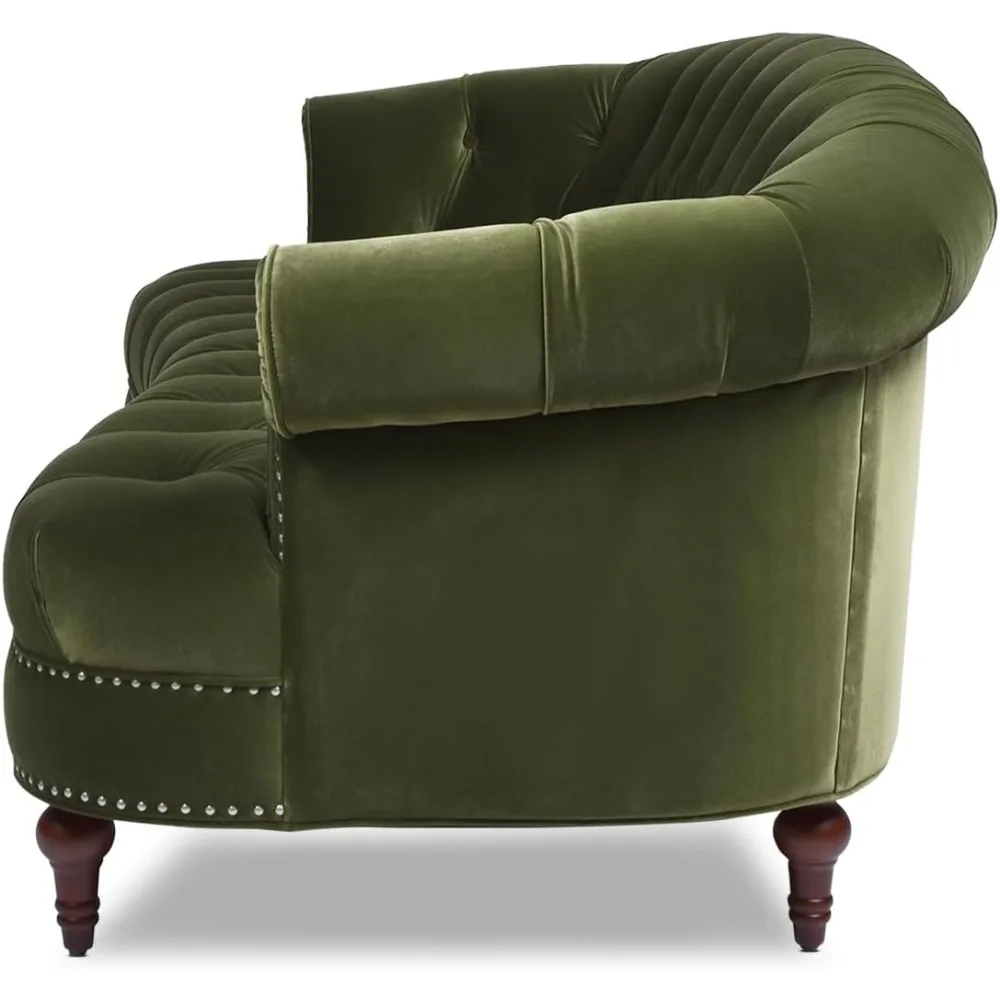 La Rosa Victorian Chesterfield Tufted Sofa, Olive Green Performance Velvet