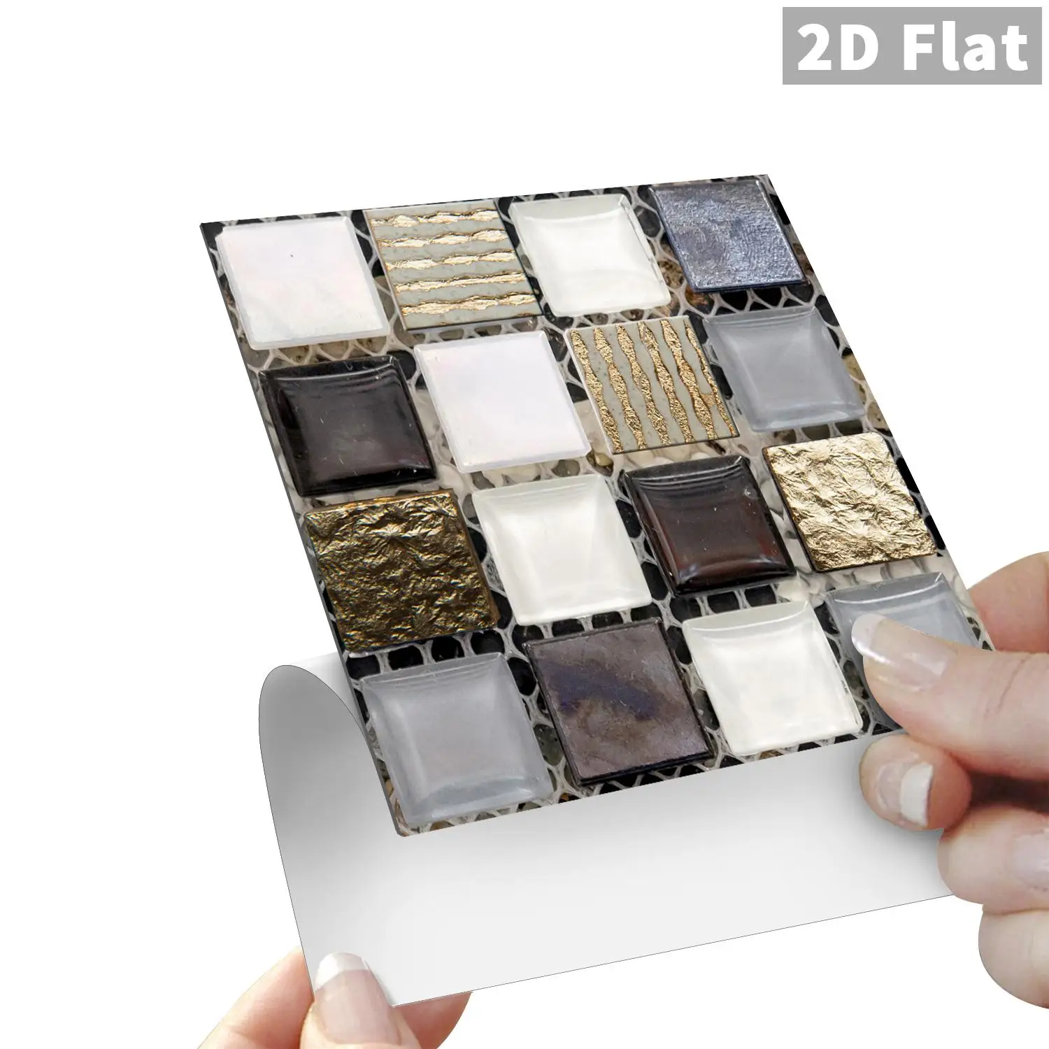Mosaic Tile Stickers Self-Adhesive Waterproof 10/20/30Pcs Modern Luxury Wall Decor for Kitchen Bathroom (10cm×10cm)