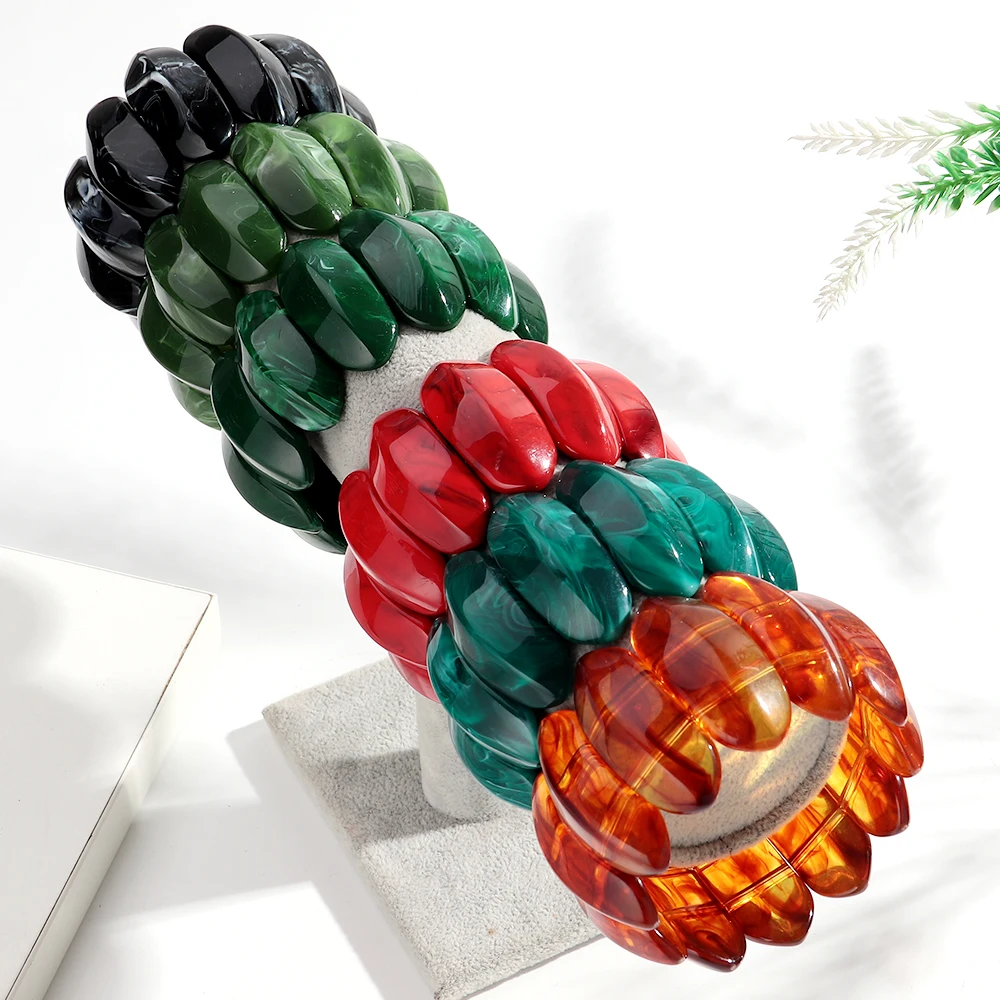 Vintage Acryl Gestreckt Große Breite Armbänder Armreifen für Frauen Trendy Harz Geometrische Große Marmorierte Manschette Armreif Modeschmuck – Detail 8